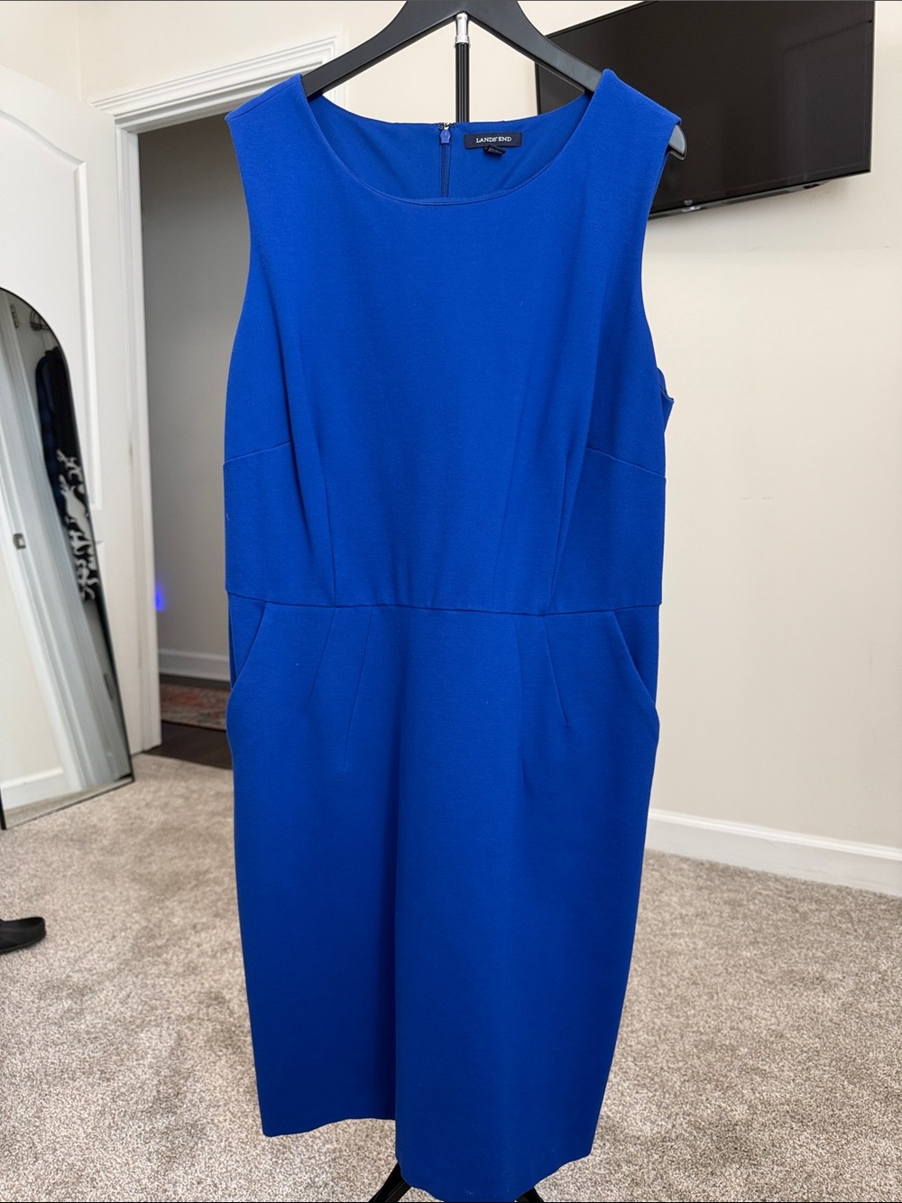 Lands' End Cobalt Blue Sleeveless Sheath Dress